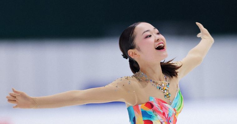 リンクサイド:大技成功で圧巻V 島田麻央「今日は雨だったので」 木下杯